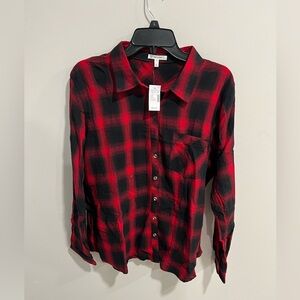 NWT Maurices Shorty Utility Plaid Button Down Shirt